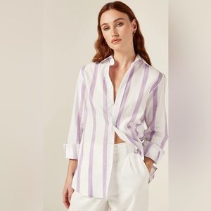 WNU - THE BOYFRIEND SHIRT: WEAVE, LAVENDER STRIPE